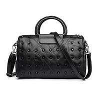 Women Tote PU All Seasons Formal Casual Event/Party Wedding Office Career Weekend Bag Zipper Black