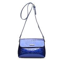 Women Shoulder Bag Patent Leather All Seasons Formal Casual Event/Party Wedding Office Career Saddle Snap Purple Black Gold Blue