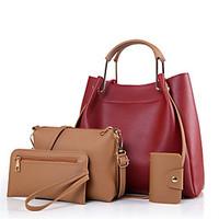 Women Bag Sets Other Leather Type All Seasons Casual Shell Ruffles Zipper Brown Ruby Black Blue
