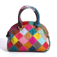 Women Tote Cowhide All Seasons Shell Zipper Rainbow Black