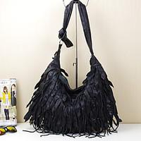Women Shoulder Bag Cowhide All Seasons Shopper Zipper Black