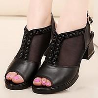 Women\'s Sandals Comfort PU Spring Casual Black 2in-2 3/4in