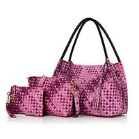 women bag sets pu all seasons formal sports casual shell zipper purple ...