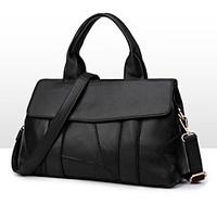 Women Tote PU All Seasons Formal Casual Event/Party Wedding Office Career Weekend Bag Zipper Black