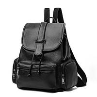 Women Backpack PU All Seasons Formal Casual Leisure Sports Barrel Zipper Black