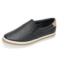 Women\'s Loafers Slip-Ons Comfort PU Spring Casual Screen Color Black White Flat