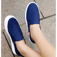 Women\'s Loafers Slip-Ons Comfort Canvas Spring Casual Red Navy Blue Black Flat