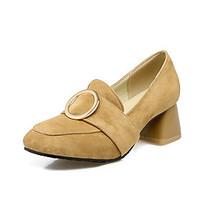 Women\'s Heels Spring Summer Fall Cashmere Casual Party Evening Chunky Heel Buckle Black Beige Gray Yellow Green