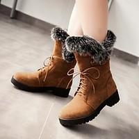 Women\'s Shoes Fleece Chunky Heel Fashion Boots/Round Toe Boots Dress/Casual Black/Brown/Yellow