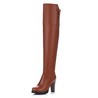 womens boots winter fashion boots dress chunky heel zipper brown red o ...