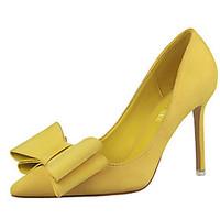 Women\'s Heels Fall Comfort Fleece Casual Stiletto Heel Bowknot Black / Yellow / Pink / Red / Gray / Orange Others