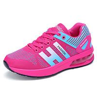 Women\'s Athletic Shoes Spring Summer Mary Jane Comfort Tulle Outdoor Athletic Casual Running Flat Heel Lace-up Blue Fuchsia Black
