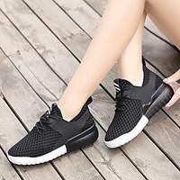 Women\'s Athletic Shoes Spring Summer Fall Winter Light Soles Tulle Outdoor Athletic Casual Low Heel Lace-up Red Black White Running