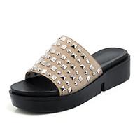 Women\'s Sandals Summer Slingback Creepers Comfort Light Soles Leatherette Outdoor Dress Casual Creepers Rivet Beige Black White