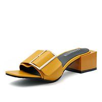 Women\'s Sandals Summer Comfort PU Outdoor Walking Block Heel Yellow Black White