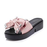 Women\'s Sandals Summer Slingback Creepers Comfort Light Soles Leatherette Outdoor Dress Casual Creepers Rhinestone BowknotBlushing Pink