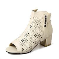 Women\'s Boots Spring Summer Gladiator Leatherette Dress Casual Chunky Heel Zipper Blue Red Beige Black