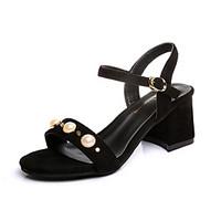womens sandals summer comfort pu outdoor walking block heel buckle kha ...