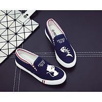 womens loafers slip ons spring comfort pu canvas casual