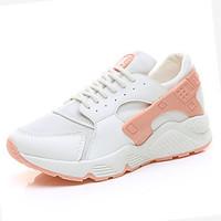 Women\'s Athletic Shoes Comfort PU Spring Fall Outdoor Lace-up Flat Heel Blushing Pink Black White Flat