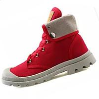 womens sneakers comfort pu spring fall outdoor lace up flat heel red g ...