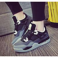 Women\'s Athletic Shoes Comfort PU Spring Casual Gray Black Flat