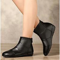 womens boots comfort nappa leather spring casual beige black flat