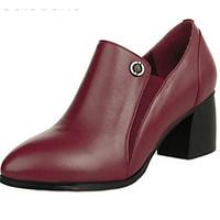 Women\'s Heels Comfort PU Leather Spring Casual Burgundy Gray Black Flat