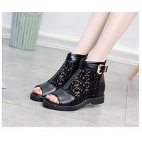 womens sandals comfort pu spring casual black flat