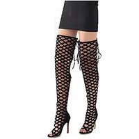 Women\'s Sandals Spring / Summer / Fall Gladiator Fur Party Evening / Dress / Casual Stiletto Heel Black