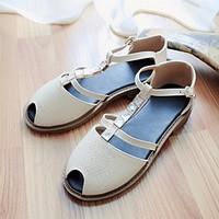 womens sandals comfort pu canvas spring casual blushing pink beige bla ...