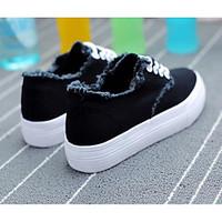 Women\'s Sneakers Comfort Canvas Spring Casual Screen Color Black White Flat