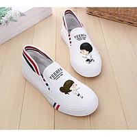 womens loafers slip ons comfort canvas spring casual white flat