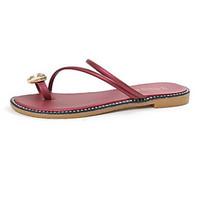 womens sandals comfort pu spring casual burgundy black white flat