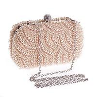 Women Evening Bag Polyester All Seasons Event/Party Wedding Minaudiere Imitation Pearl Clasp Lock Black White Champagne Handbag Clutch More Colors