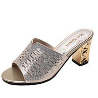 womens sandals summer comfort pu casual chunky heel silver gold