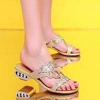 womens sandals summer gladiator pu casual chunky heel blue gold