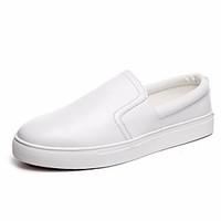 womens loafers slip ons comfort pu spring casual comfort flat heel whi ...