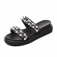 Women\'s Sandals Comfort PU Spring Summer Casual Black 4in-4 3/4in