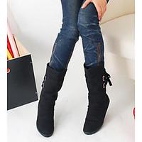 womens boots comfort pu spring casual brown gray black flat