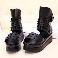 womens sandals comfort pu spring casual black flat