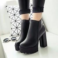 womens boots comfort pu spring casual black flat