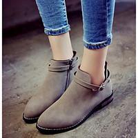 womens boots comfort pu spring casual brown gray black flat