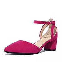Women\'s Sandals Club Shoes Fleece Summer Dress Casual Chunky Heel Royal Blue Green Red Purple Black 2in-2 3/4in