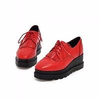 womens oxfords comfort pu spring casual flat heel almond red black fla ...