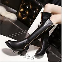 womens boots comfort pu spring casual black flat