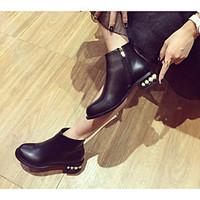 womens boots comfort pu spring casual black flat