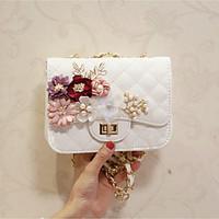 Women Evening Bag PU All Seasons Event/Party Party Evening Date Club Flap Flower Clasp Lock Blushing Pink White