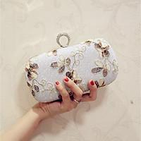 Women Evening Bag PU All Seasons Event/Party Party Evening Club Baguette Flower Magnetic Silver Gold