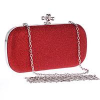 Women Evening Bag Polyester All Seasons Wedding Event/Party Formal Party Evening Club Oval Clasp Lock Red Silver Black Gold Champagne